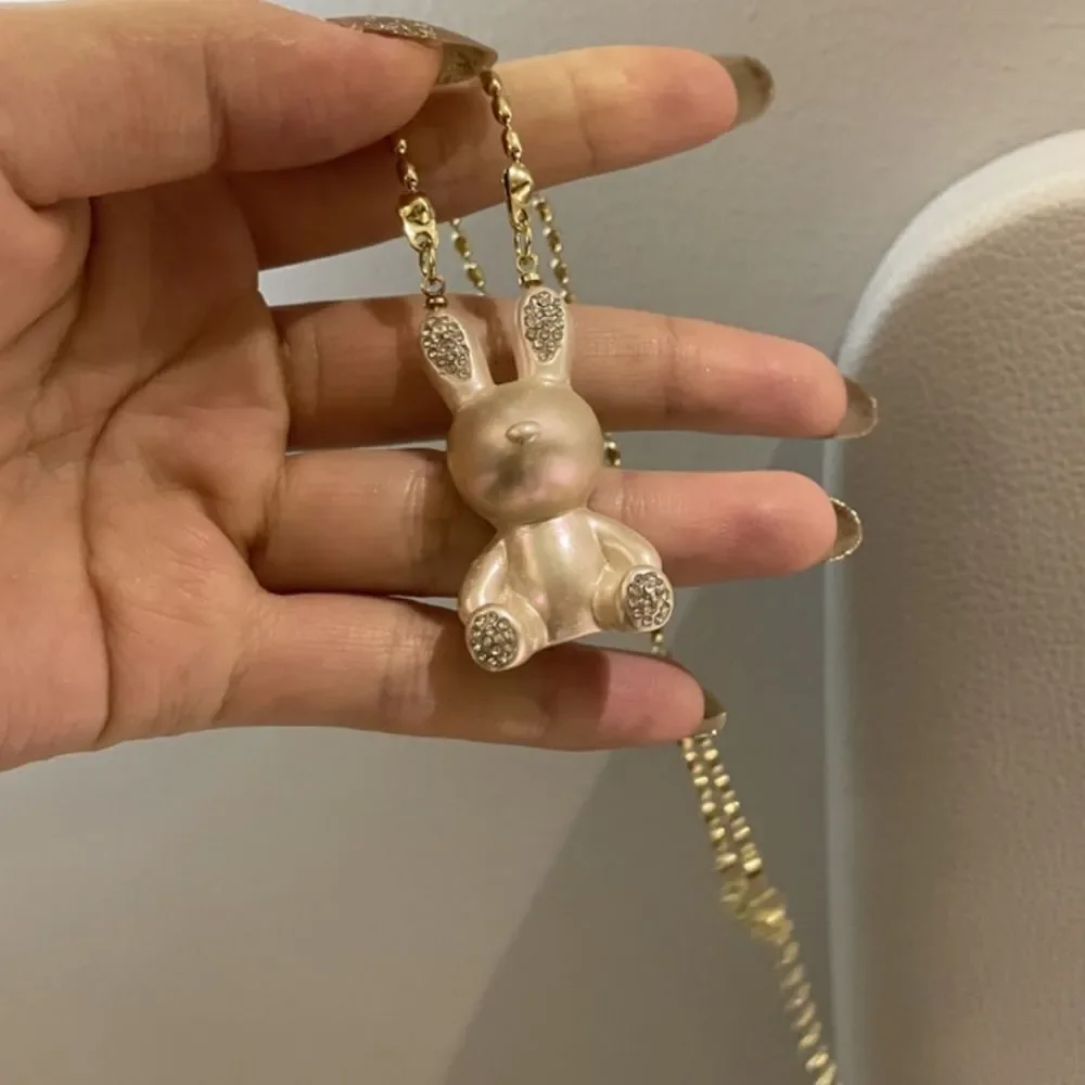 New Rabbit Necklace 19" With Rhinestone Accents - Picture 5 of 6